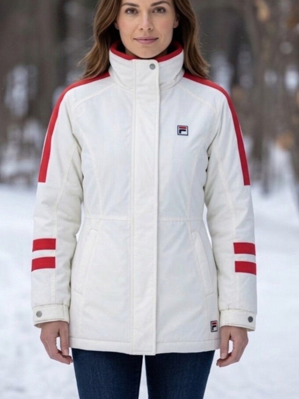 FILA Vintage Style White Retro Ski Parka Jacket. Size 8